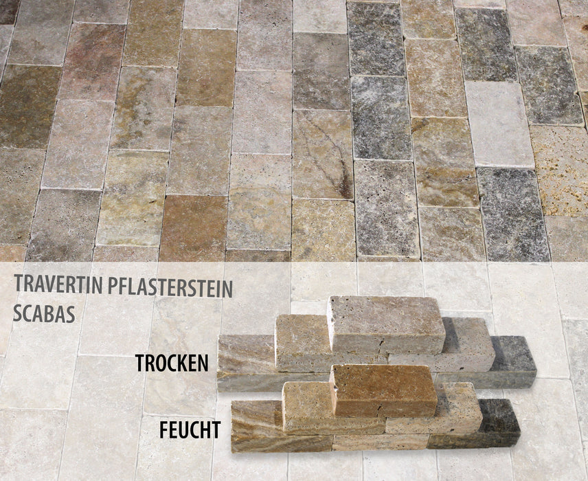 Travertin Scabas Paver Tumbled 20x10x5 cm